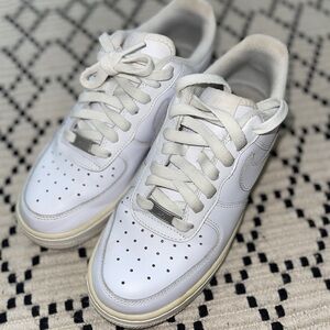White Leather Sneakers with Silver Lace Tag